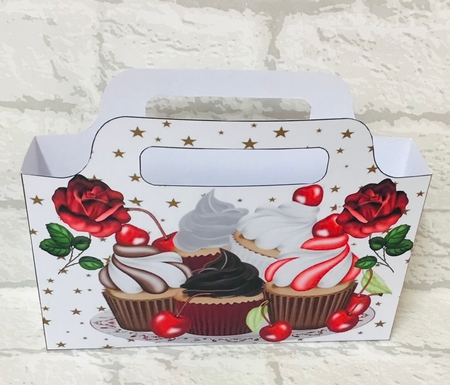 Yummy cupcakes with roses and stars tote gift bag by Anita Henery