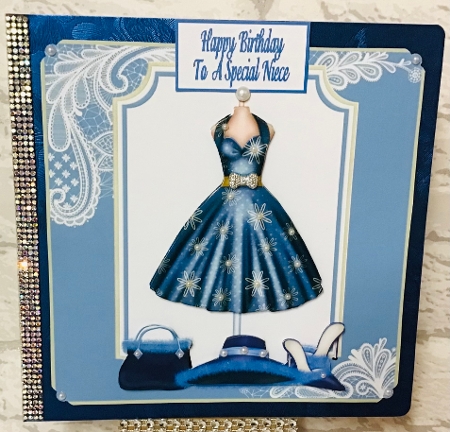 3 Blue ladies fashion card fronts/toppers by Anita Henery