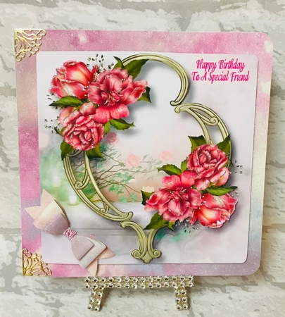 Gorgeous Flowers On Golden Frame - Glory Roses 8x8 by Anita Henery