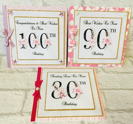 Floral Number Birthday Cards Kit - Ages 75,80,90 & 100 by Anita Henery