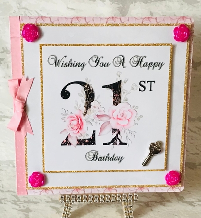 Floral Number 21 Birthday Card Front by Anita Henery