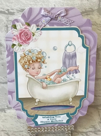 A Relaxing Bath - Cut And Fold Card by Anita Henery