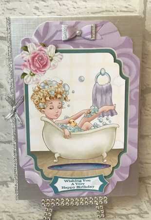 A Relaxing Bath - Cut And Fold Card by Anita Henery