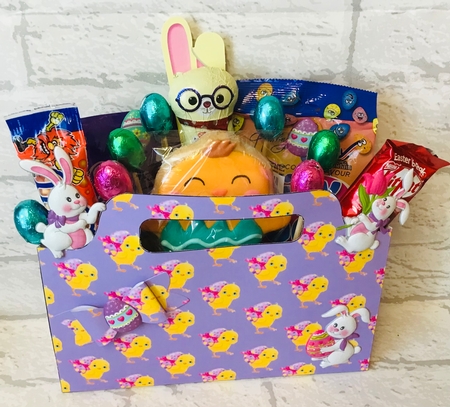 Easter yellow chick tote gift bag (purple) by Anita Henery