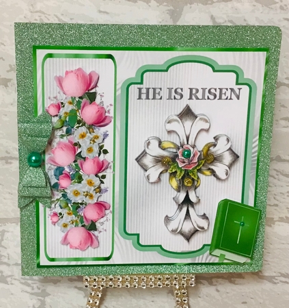 Religious Easter 2 - 6x6 inch card front with decoupage by Anita Henery