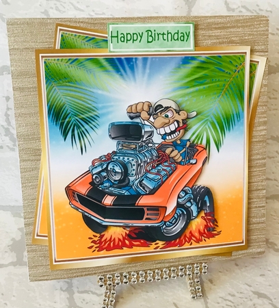 wild driver 1969 muscle car with palm trees 8x8 by Anita Henery