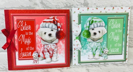 Christmas puppies toppers size approx. 5inches by 5inches  by Anita Henery