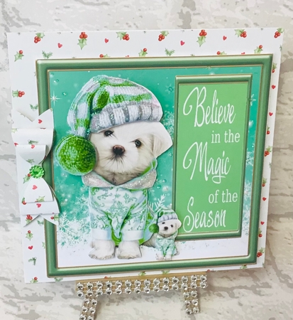 Christmas puppies toppers size approx. 5inches by 5inches  by Anita Henery