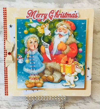 Lovely santa with little girl singing 5X5 quick cut and fold by Anita Henery