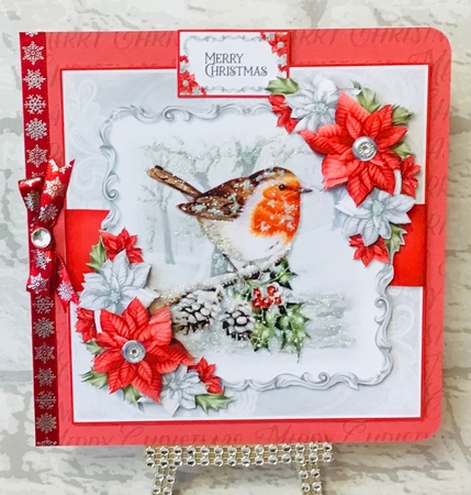 Robin and Poinsettias 5 by Anita Henery
