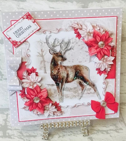 Deer and Poinsettias 4 by Anita Henery