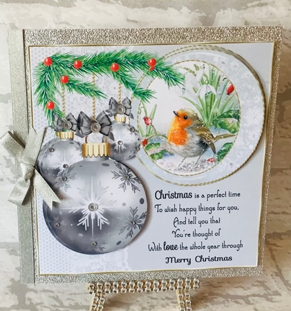 3 Silver Christmas bauble scene card front/toppers 1 by Anita Henery