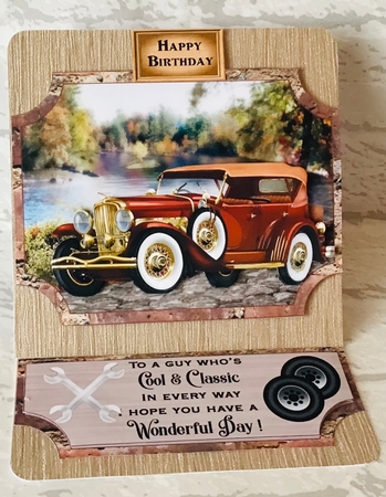 Male Birthday classic car (easel) topper and stopper (no base) 2 by Anita Henery