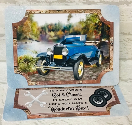 Male Birthday classic car (easel) topper and stopper (no base) 4 by Anita Henery
