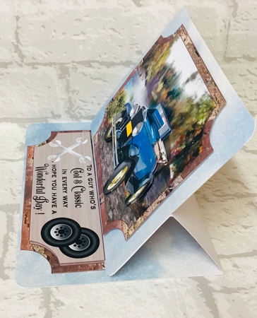 Male Birthday classic car (easel) topper and stopper (no base) 4 by Anita Henery