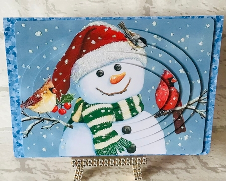 lovely snowman  with little birds oval pyramids by Anita Henery