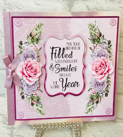 Pink and Purple Roses Birthday 4 by Anita Henery