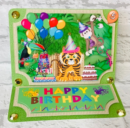Age 4/5/6/7 Tiger Birthday easel topper and stopper(no base) by Anita Henery