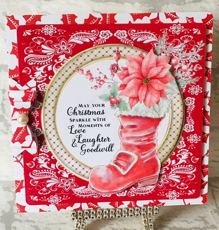 3 Floral Santa boot card front/toppers by Anita Henery