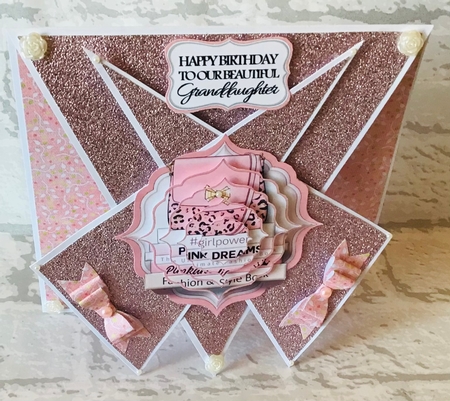 A5 Pinkaholic 1 Pyramid Stacker Card Front  by Anita Henery