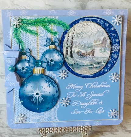 3 Light blue Christmas scene card front/topper(blank) by Anita Henery