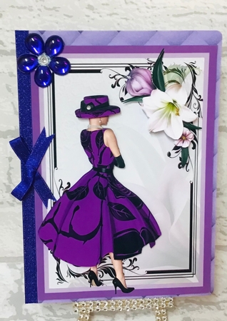 A5 Black and Purple Lady with Purple Flowers Without Wording by Anita Henery