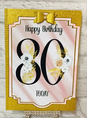 80th Birthday Shaped Card by Anita Henery