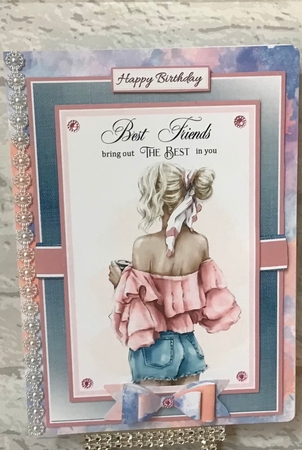 A5 Best Friends Card Front Topper and sentiments  by Anita Henery