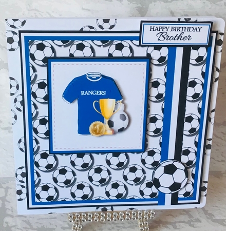 7x7 Rangers Card Front, Topper & Decoupage with Sentiments by Anita Henery