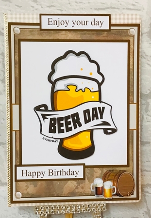 Male birthday greeting card with glass beer  by Anita Henery