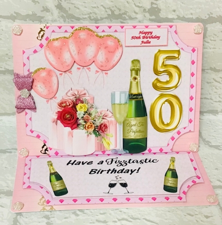 Pink age 50 Birthday easel topper and stopper(no base) by Anita Henery