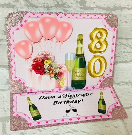 Pink age 80 Birthday easel topper and stopper(no base) by Anita Henery