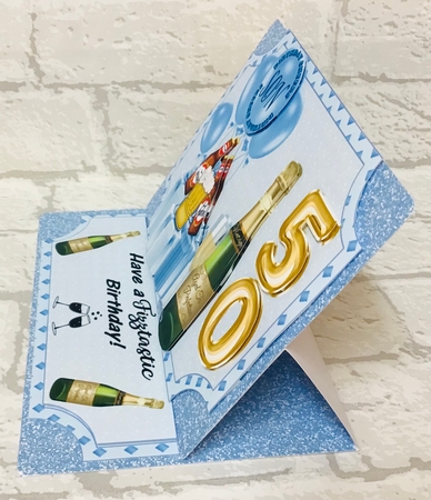 Blue its all about the fizz 50th Birthday easel and stopper(no base) by Anita Henery