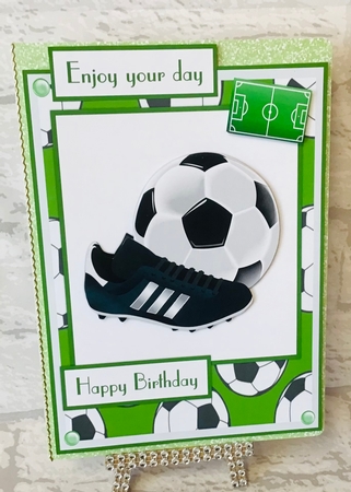 Soccer male birthday greeting card by Anita Henery