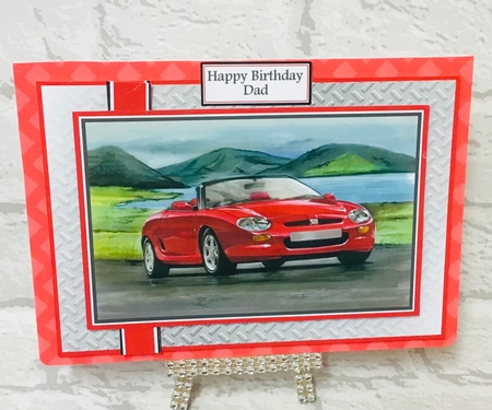 A5 Red Sports Car Card Front, Topper & Sentiments  by Anita Henery