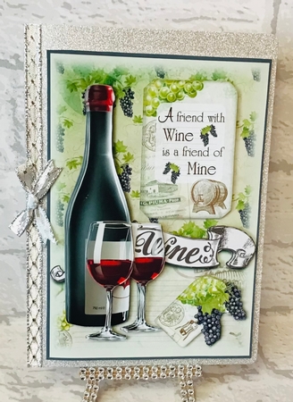 Bottle Red Wine and Glasses 5 x 7 by Anita Henery