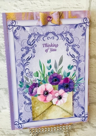 2 Lilac floral envelope card fronts by Anita Henery