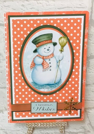 A5 Oval Snowman Card Front with Sentiments  by Anita Henery