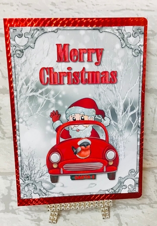 Hello Santa - 7x5 inch card front with decoupage by Anita Henery