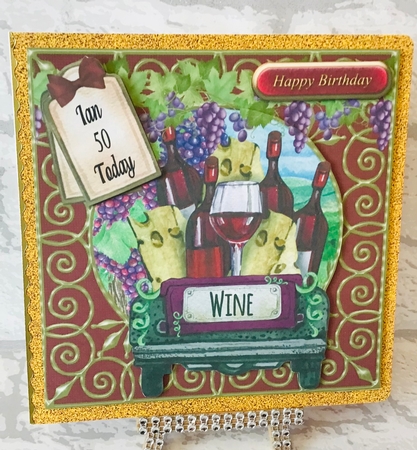 Red wine Birthday card front 3 by Anita Henery