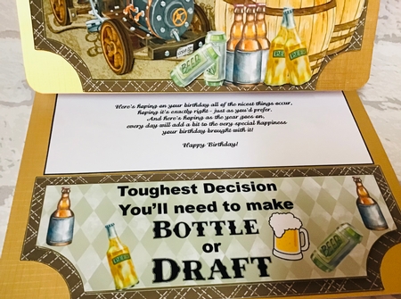 Toughest decision beer Birthday easel topper and stopper(no base) by Anita Henery