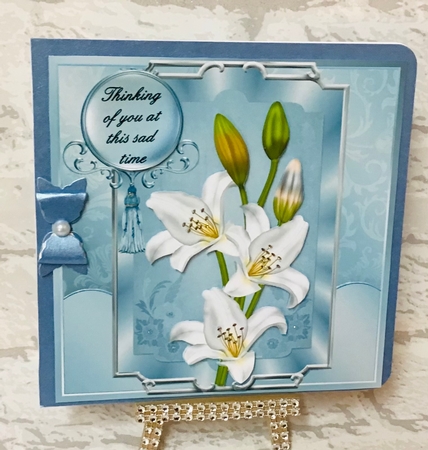 Sympathy 17 - 6x6 inch card front with decoupage by Anita Henery