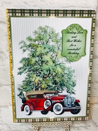 Its a Man Thing 1 - 5x7 inch card front with decoupage by Anita Henery