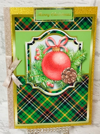 A5 Christmas Bauble Card Front with Topper Decoupage & Sentiments  by Anita Henery