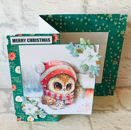 Christmas Hoot fold back one  by Anita Henery