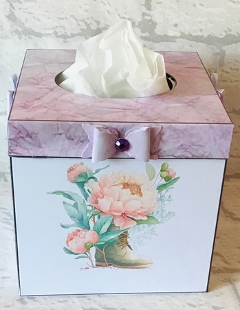 Tissue box cover Peony boot by Anita Henery