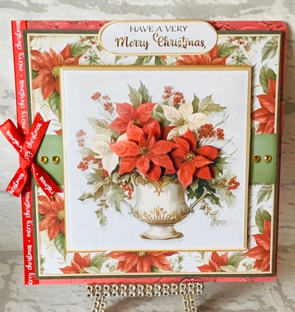 Red Poinsettias Card Topper Kit by Anita Henery