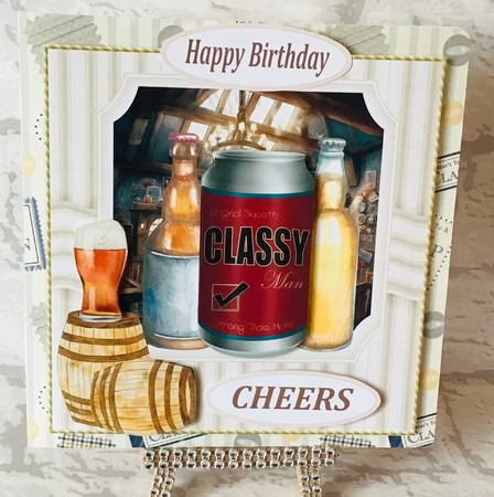 Classy beer themed card front by Anita Henery