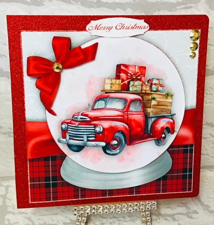 Red Truck Snow Globe Mini Kit    7X7 by Anita Henery