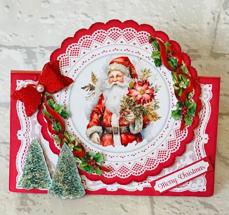 No 3 Merry Christmas Santa 7 x 7 Shaped Card by Anita Henery